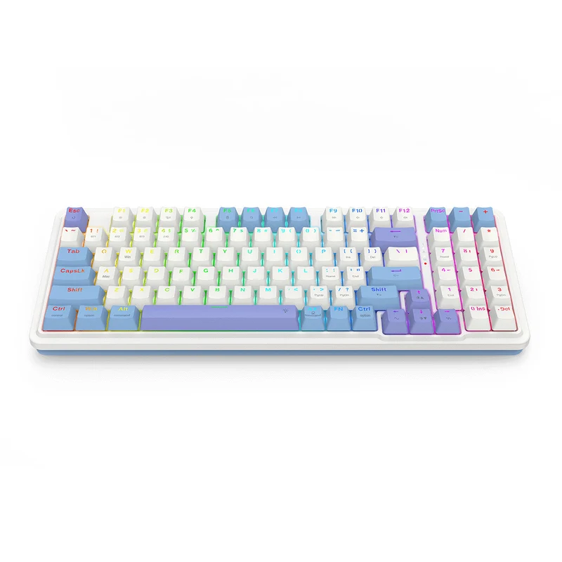 Redragon K664WBP-RGB-PRO Gloria Pro 3 Modes Hot-Swappable Gasket Keyboard (White-Blue-Purple)
