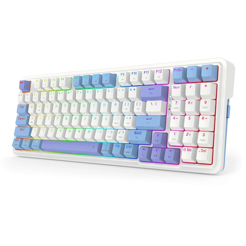 Redragon K664WBP-RGB-PRO Gloria Pro 3 Modes Hot-Swappable Gasket Keyboard (White-Blue-Purple)