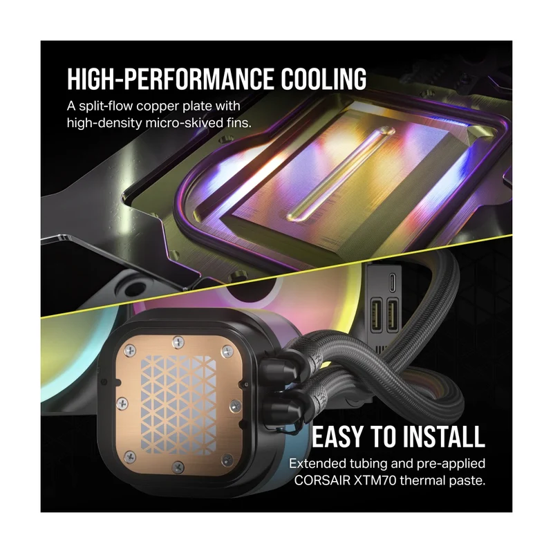 Corsair iCUE Link H170I RGB 420mm LCD AIO Liquid CPU Cooler (Black)