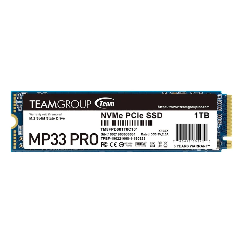 Teamgroup MP33 Pro 1TB M.2 2280 PCIe 3.0 X4 With NVMe 1.3 3d NAND Internal SSD (TM8FPD001T0C101)