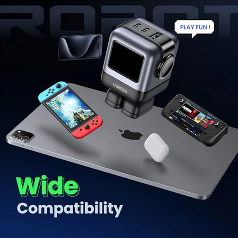 UGreen Mini Robot 65W 3-Port PD GAN Fast Charger (Space Grey) (CD361/15570)