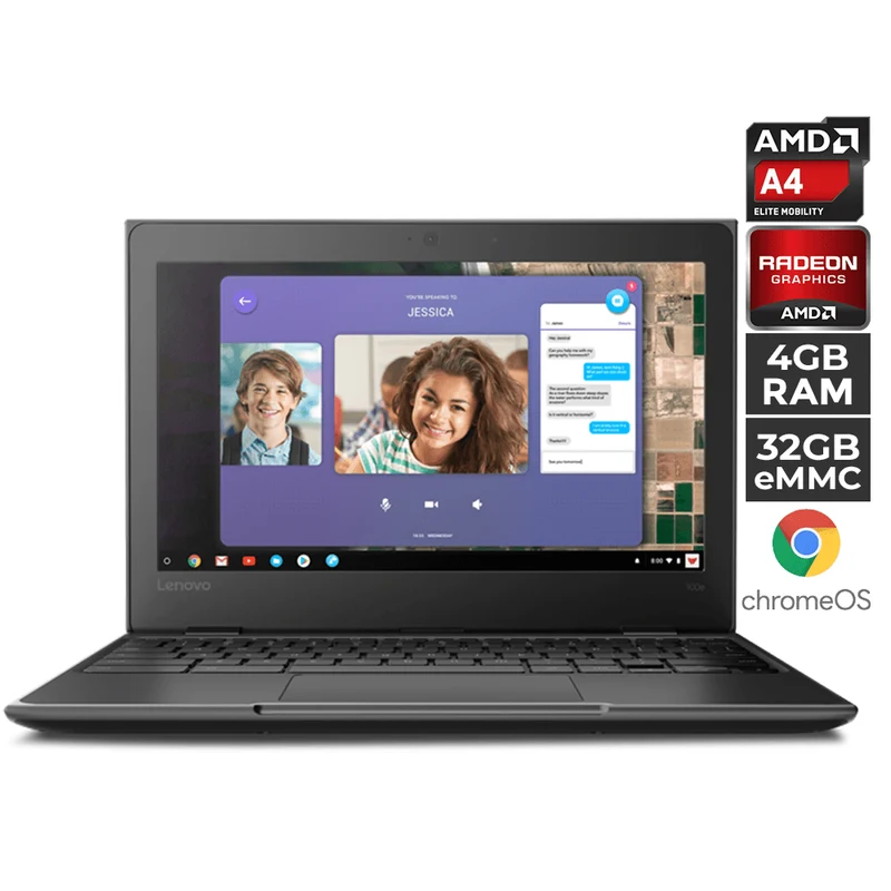Lenovo 100E 82CD0000US 2ND GEN AST Chromebook (Black) Laptop | 11.6" HD | A4-9120C | 4GB DDR4 | 32GB EMMC | Radeon R4 | Chrome OS