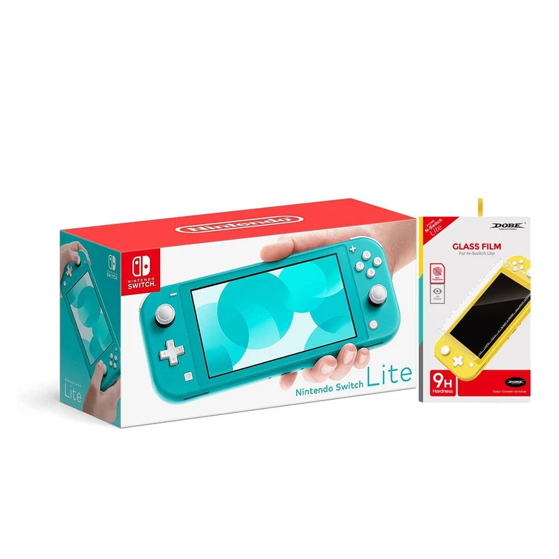 Nintendo Switch Lite Console Turquoise + Dobe Glass Film 9H (TNS-19118) Bundle