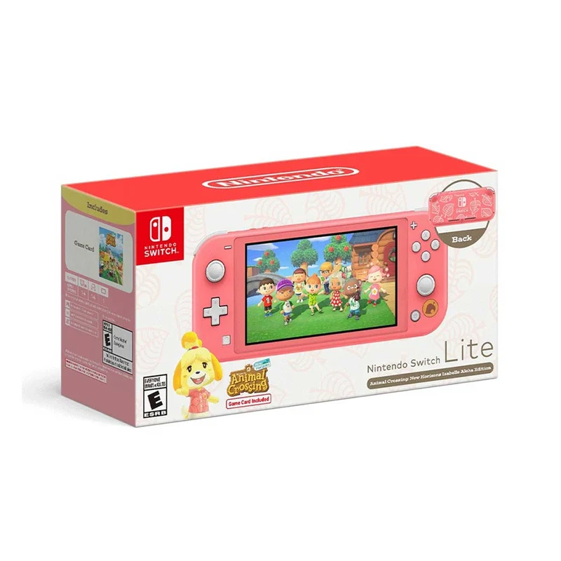 Nintendo Switch Lite Animal Crossing New Horizons Isabelle Aloha Edition Includes Animal Crosing New Horizon Game Card (Coral) (MDE) + Dobe NSW Glass Film (TNS-19118A)