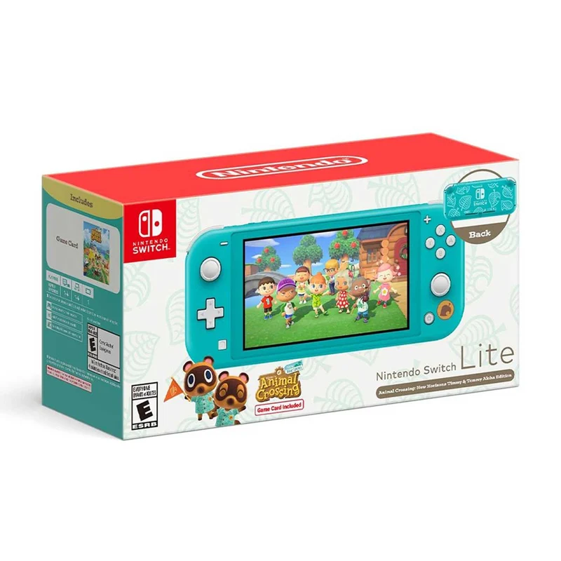 Nintendo Switch Lite Animal Crossing New Horizons Timmy & Tommy Aloha Edition Includes Animal Crossing New Horizon Game Card (Turquoise) (MDE) + Dobe NSW Glass Film (TNS-19118A)