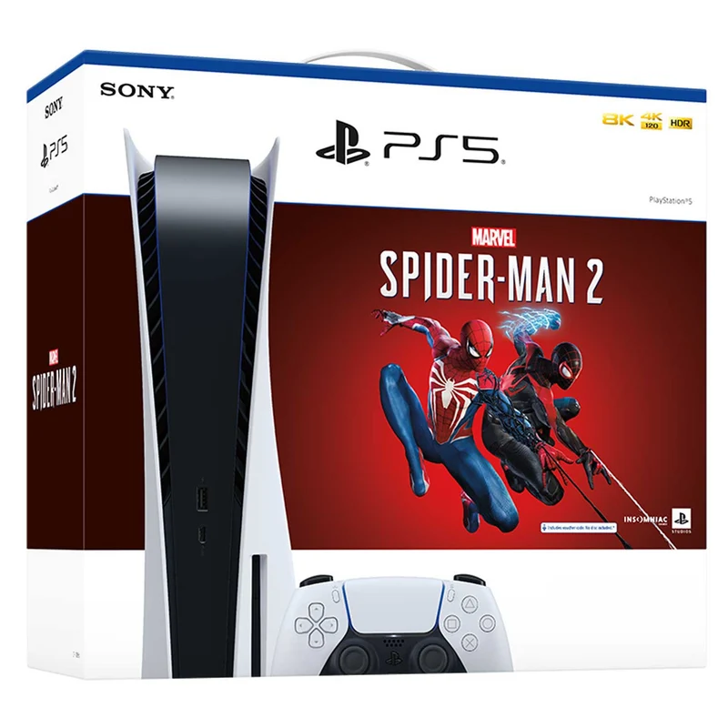 Sony Playstation PS5 Console Marvel Spider-Man 2 Standard Edition Bundle (Includes retail copy of Marvels Spiderman 2 PS5) (CFI-1218A 01)