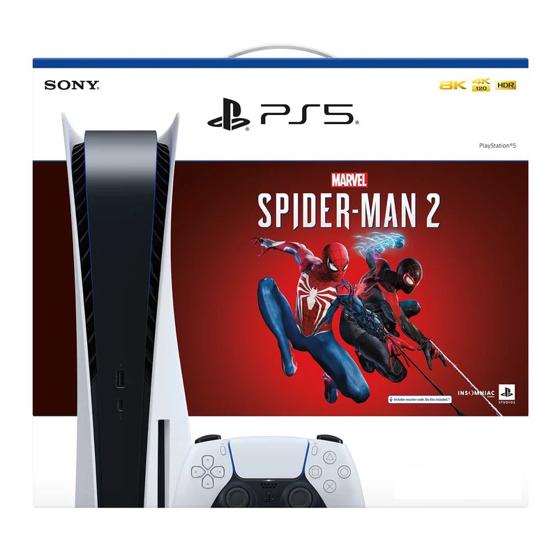 Sony Playstation PS5 Console Marvel Spider-Man 2 Standard Edition Bundle (Includes retail copy of Marvels Spiderman 2 PS5) (CFI-1218A 01)