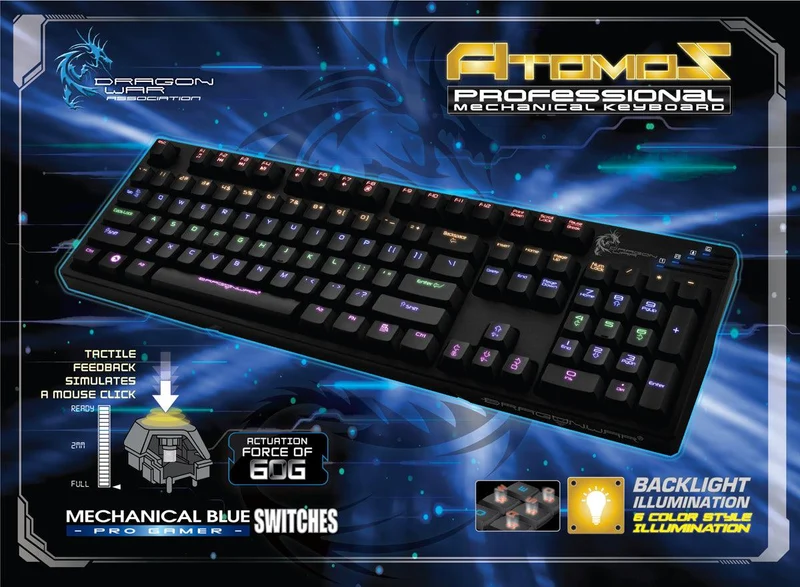 Elephant Dragonwar Mechanical Blue Switches Pro Gamer Keyboard Black (GK-007-Black)