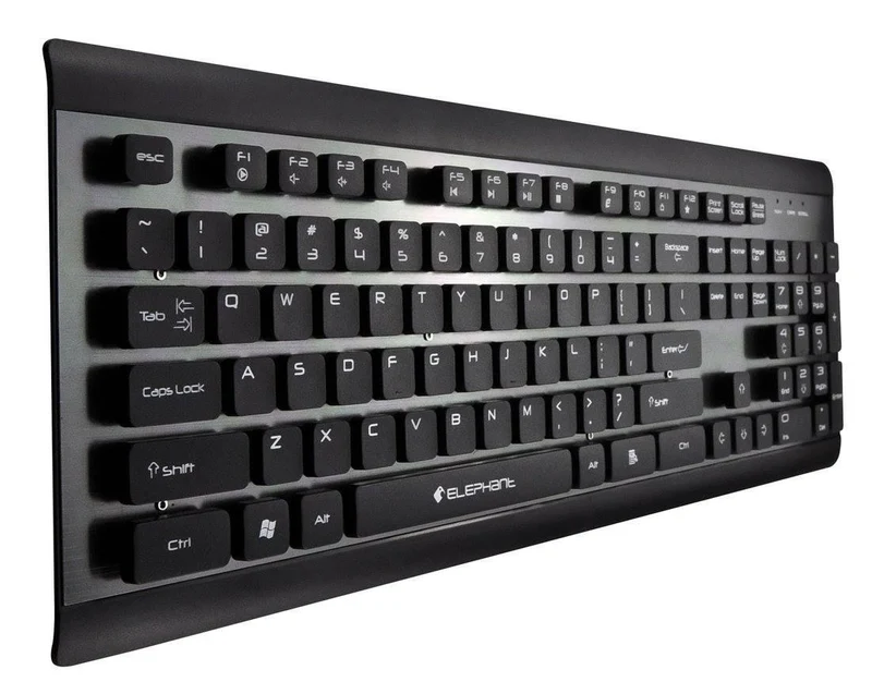 Elephant Metal Surface Wired Keyboard (KE-012-BLACK-ENG)