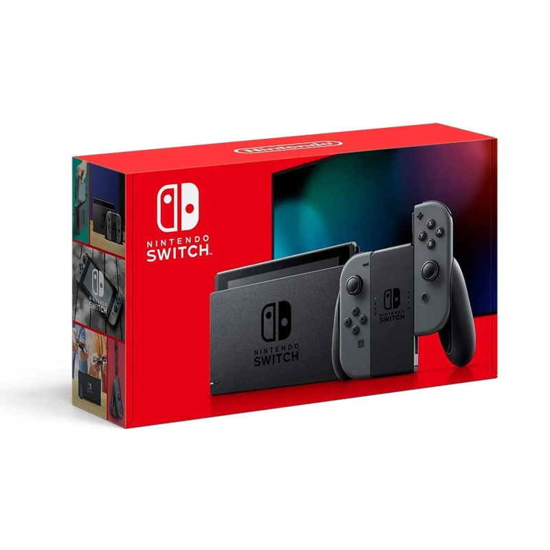 Nintendo Switch Console With Grey Joycon + NSW Dobe Dust-Proof Kit Include Rubber Plug & Toughened Glass Film (TNS-862) Bundle