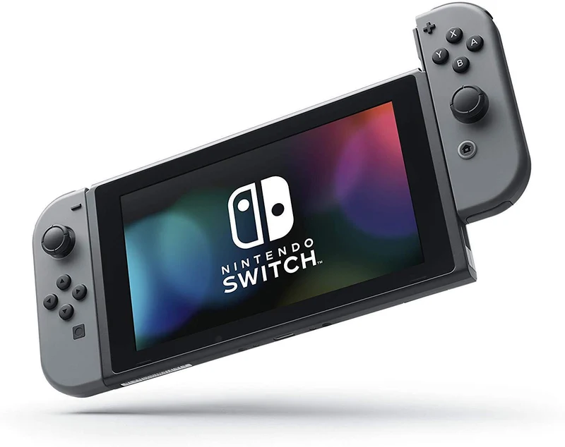 Nintendo Switch Console With Grey Joycon + NSW Dobe Dust-Proof Kit Include Rubber Plug & Toughened Glass Film (TNS-862) Bundle