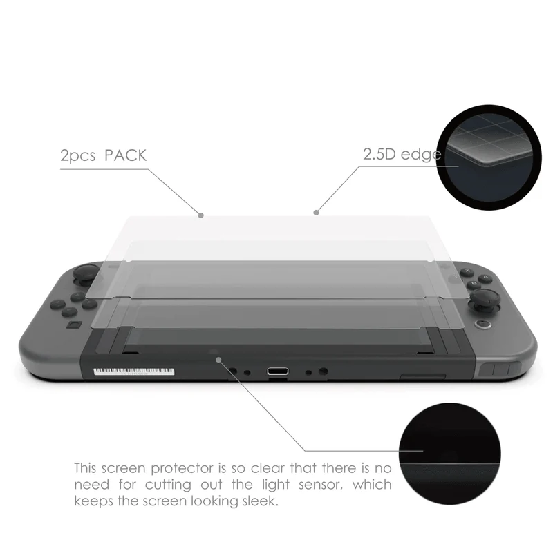 NSW Console With Red/Blue Joycon + NSW Skull & Co. Tempered Glass Screen Protector 9H Hardness/2.5D Edge(2 Pack) For NSW(NSGLA2) Bundle
