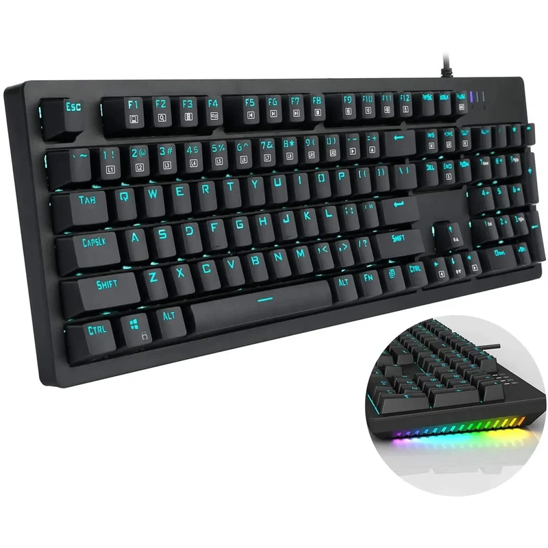 E-Yooso K-610 104 Keys Hot Swappable Wired Mechanical Keyboard Black (Blue Switch)