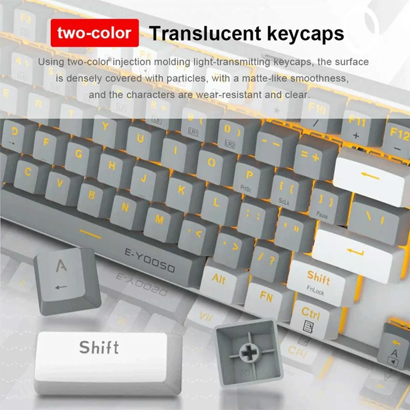 E-Yooso Z-13 Single Light 89 Keys Mechanical Keyboard White/Green (Blue Switch)