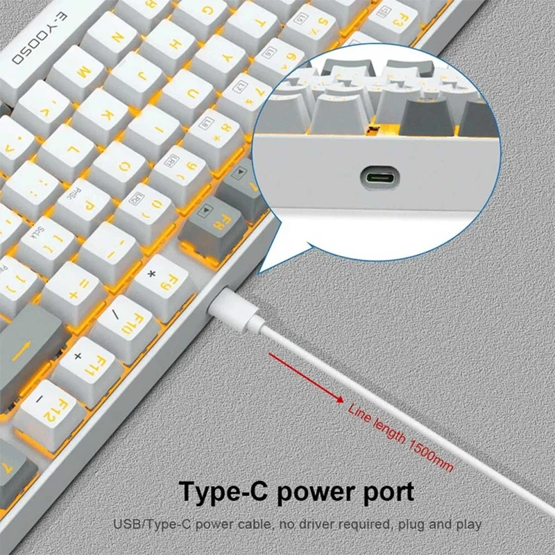 E-Yooso Z-13 Single Light 89 Keys Mechanical Keyboard White/Green (Blue Switch)