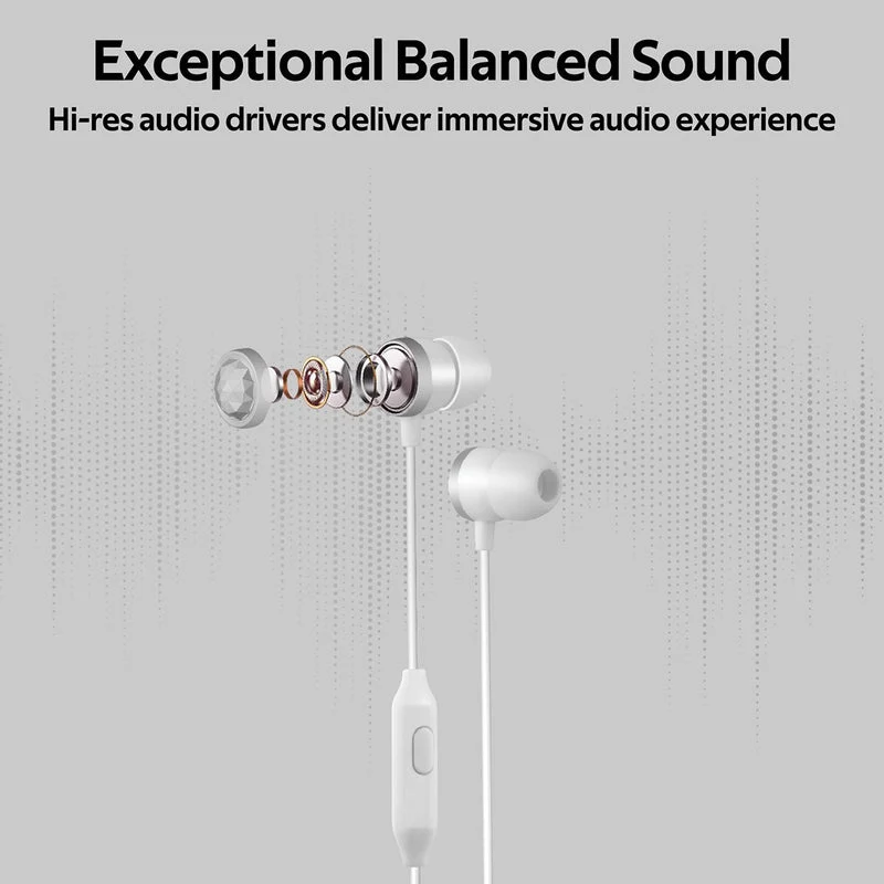 Promate INGOT High-Definition Stereo Wired Earphones (Silver)