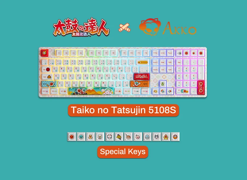 Akko Taiko No Tatsujin 5108S RGB Hot-Swappable Wired Mechanical Keyboard (Akko Crystal)