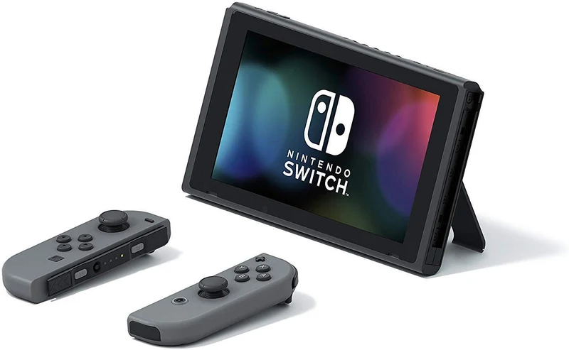 Nintendo Switch Console With Grey Joycon + NSW Dobe Dust-Proof Kit Include Rubber Plug & Toughened Glass Film (TNS-862) Bundle