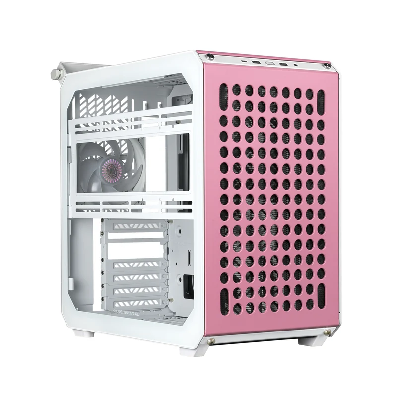 Cooler Master Qube 500 Flatpack Macaron Edition Small High Airflow Mid-Tower ATX Customizable Gaming PC Case (Mint/Pink/Cream)