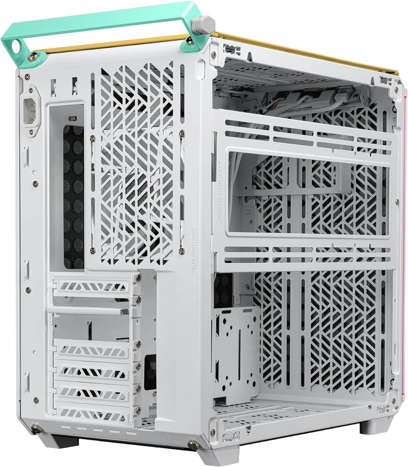 Cooler Master Qube 500 Flatpack Macaron Edition Small High Airflow Mid-Tower ATX Customizable Gaming PC Case (Mint/Pink/Cream)