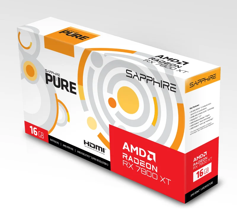 Sapphire Pure AMD Radeon RX 7800 XT Gaming OC 16GB GDDR6 Dual HDMI / Dual DP Graphics Card