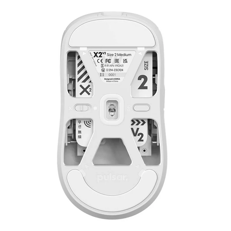 Pulsar X2V2 Symmetrical Wireless Gaming Mouse Size 2 (White) (PX2222)