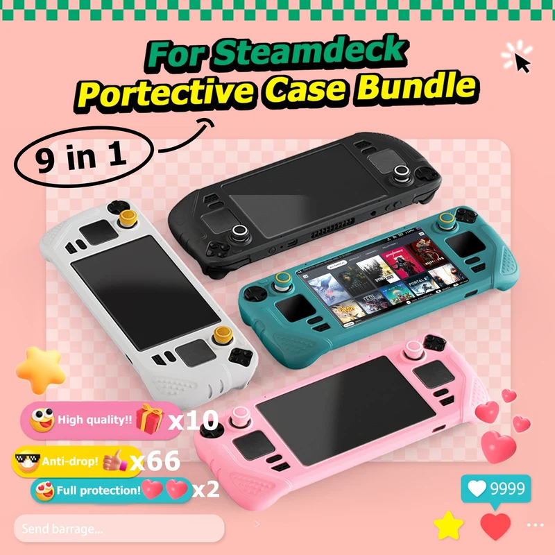 IINE 9 In 1 Accessories Bundle For Steam Deck (Pink) (L757)