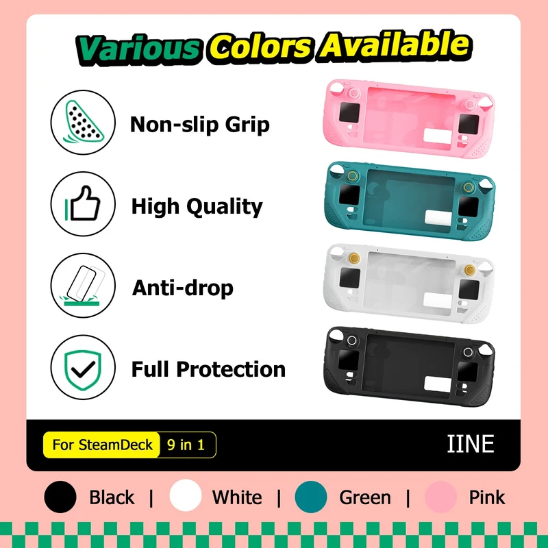 IINE 9 In 1 Accessories Bundle For Steam Deck (Pink) (L757)