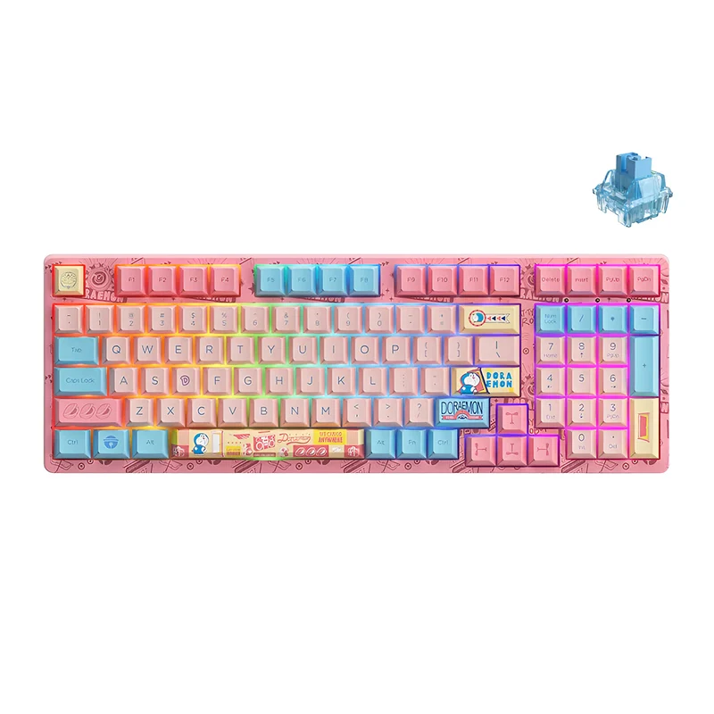 Akko Doraemon Macaron 3098B Multi-Modes RGB Hot-Swappable Mechanical Keyboard (Akko CS Jelly Blue)