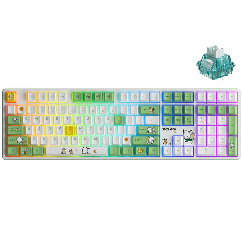 Akko Pochacco Green 5108B Plus Multi-Modes RGB Hot-Swappable Mechanical Keyboard (Akko Cream Yellow Pro, Akko Cream Blue Pro, Akko Creamy Cyan Switch, Akko V3 Piano Pro Switch)