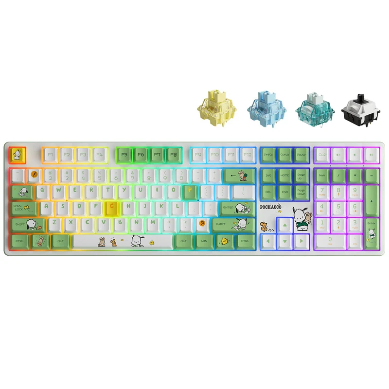 Akko Pochacco Green 5108B Plus Multi-Modes RGB Hot-Swappable Mechanical Keyboard (Akko Cream Yellow Pro, Akko Cream Blue Pro, Akko Creamy Cyan Switch, Akko V3 Piano Pro Switch)