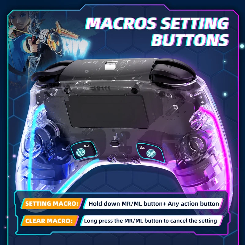 IINE Wireless Controller Transparent For Switch / Switch OLED (L775)