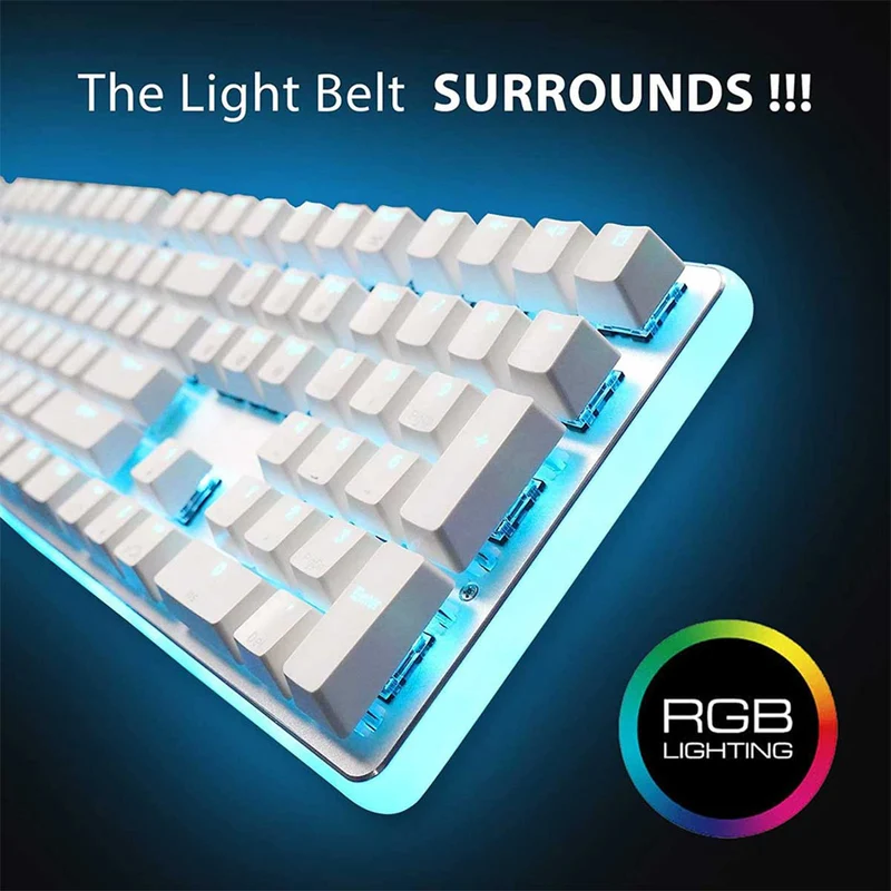 Royal Kludge RK918 Single-Mode RGB 108 Keys Wired Mechanical Keyboard White