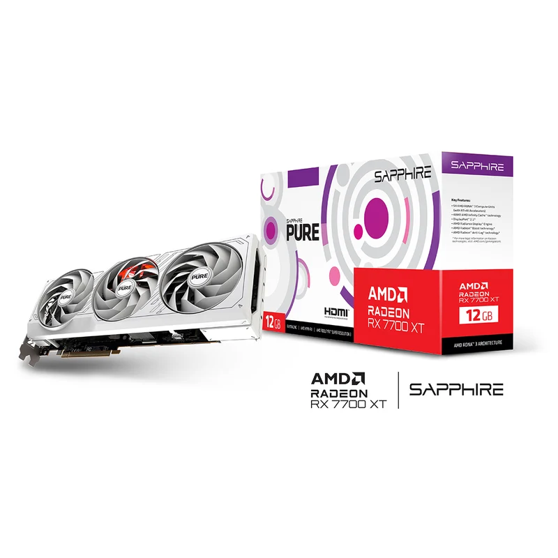 Sapphire Pure AMD Radeon RX 7700 XT Gaming OC 12GB GDDR6 Dual HDMI/Dual DP Graphics CARD