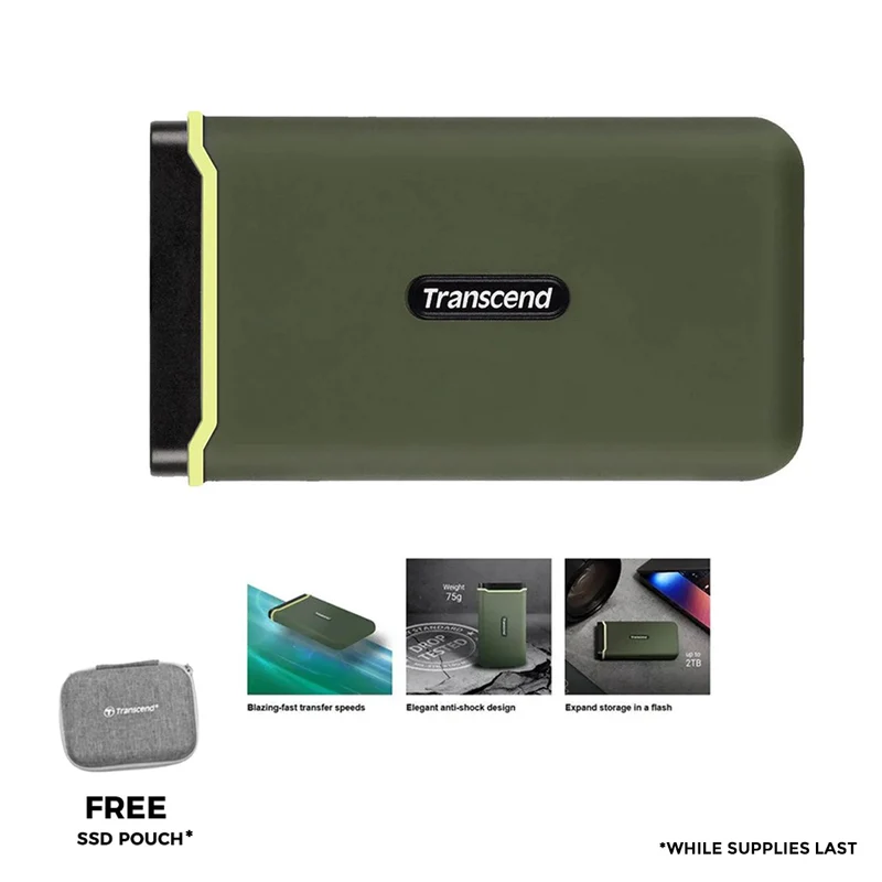 Transcend 500GB ESD380C USB 3.2 GEN 2X2 TYPE-C Portable SSD (Military Green) (TS500GESD380C)