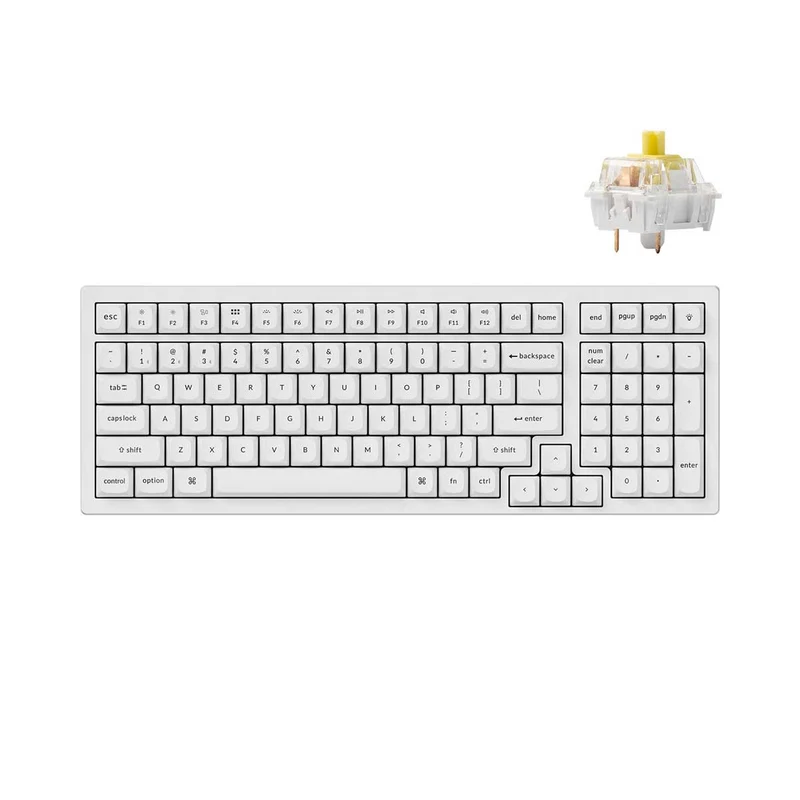 Keychron K4 Pro QMK/Via Fully-Assembled Hot-Swappable RGB Backlit 96% Wireless Mechanical Keyboard (White)