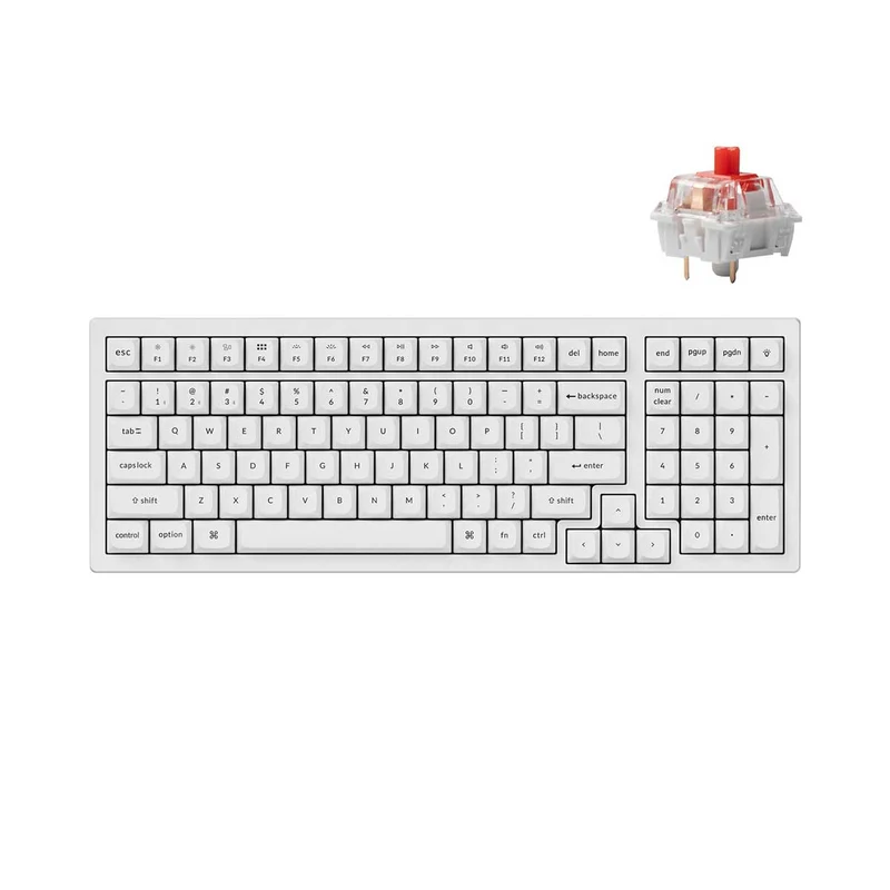 Keychron K4 Pro QMK/Via Fully-Assembled Hot-Swappable RGB Backlit 96% Wireless Mechanical Keyboard (White)