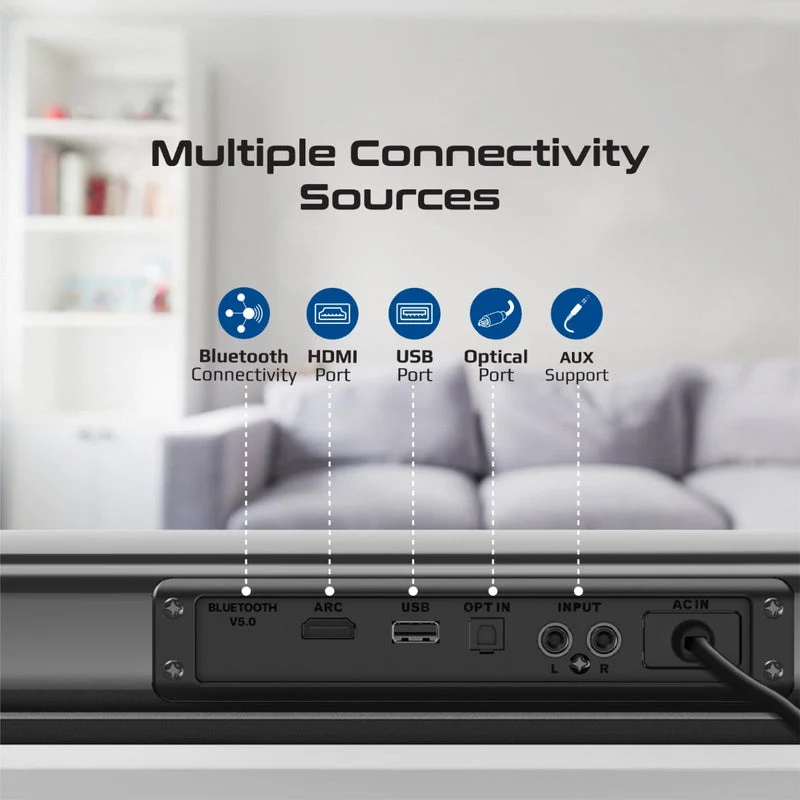 Promate Streambar-30 30W Bassboost Soundbar w/ Built-In Subwoofer (Black)