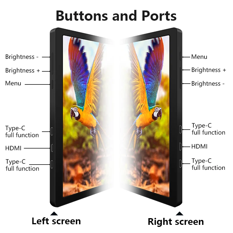 S13 13" FHD (1920x1080) IPS HDR Portable Dual Screen Monitor for Notebook Laptop + Sleeve