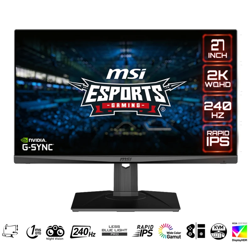 MSI Optix MAG274QRX 27" WQHD Rapid IPS 1ms GTG 240Hz G-Sync Compatible eSports Gaming Monitor (Black)