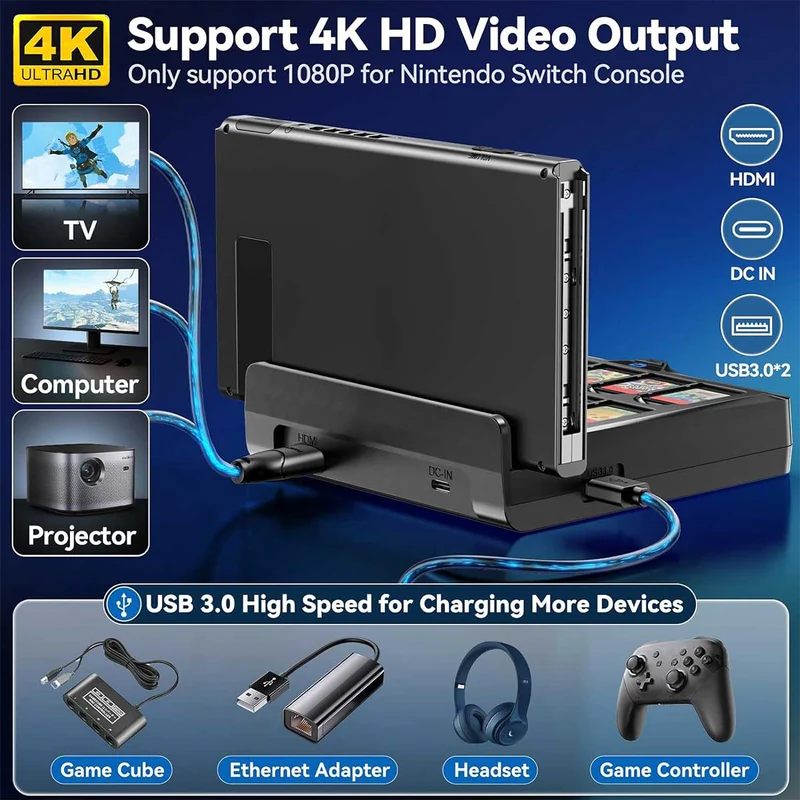 NSW TV Docking Station With 10 Game Slot For Switch / Switch OLED (NG-SW279)