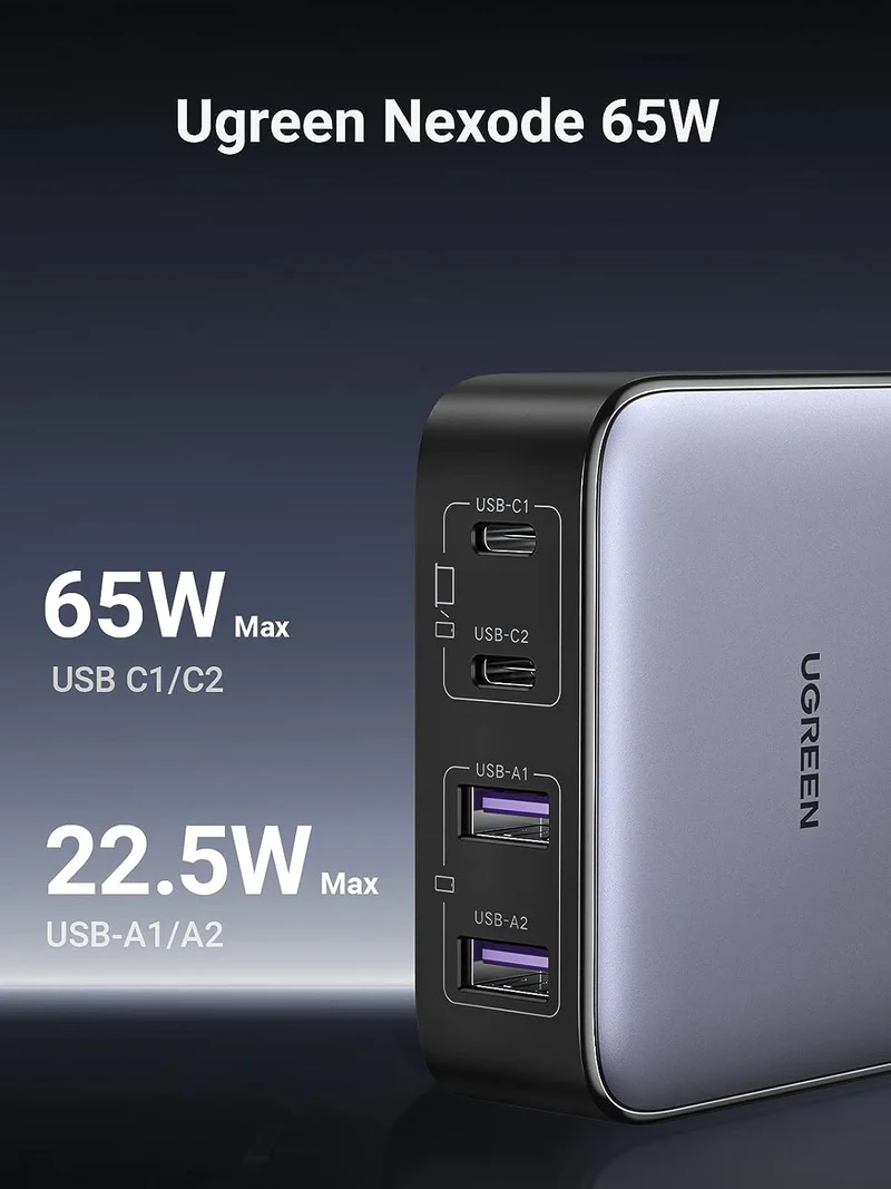 UGreen Nexode 65w USB-C GAN Fast Desktop Charger (Black) (CD327/90735)