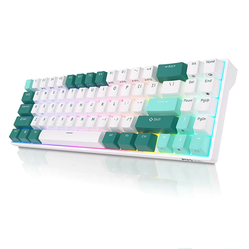 Royal Kludge RK71 Tri-Mode RGB 71-Keys Hot Swappable Mechanical Keyboard Camp Green (Blue Switch)