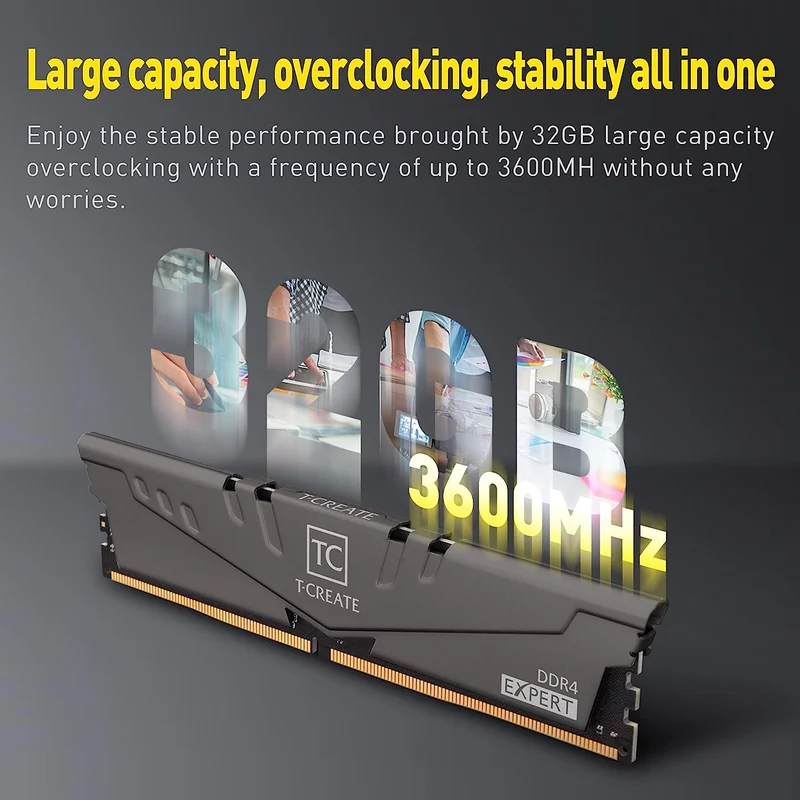 Teamgroup T-Create Expert 16GB (2X8GB) DDR4 3600MHZ CL18-22-22-42 1.35V Desktop Memory (Titanium Grey) (TTCED416G3600HC18JDC01)