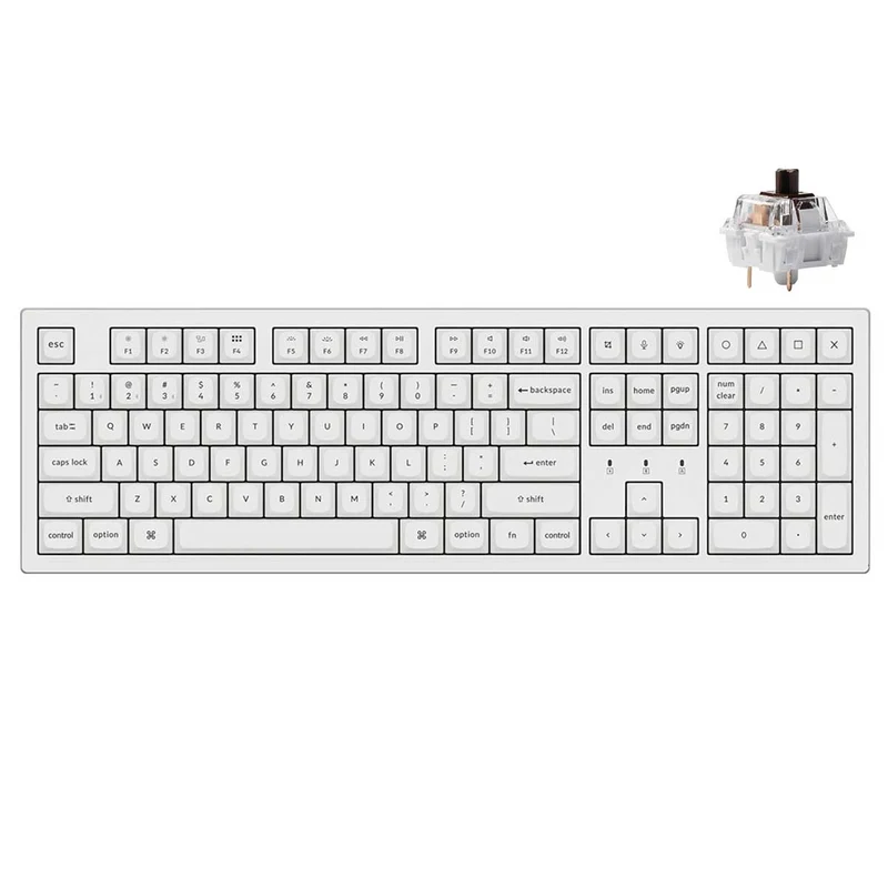 Keychron K10 Pro QMK/Via Full Size Hot-Swappable RGB Backlit Custom Wireless Mechanical Keyboard - White (K Pro Brown Switch) (K10P-P3)