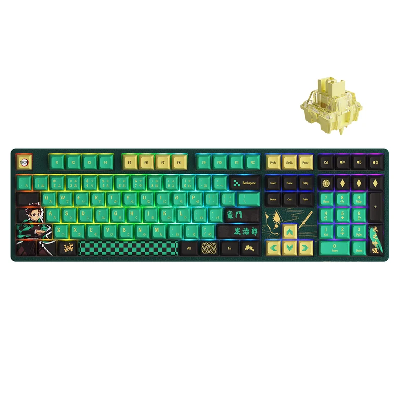 Akko Demon Slayer Tanjirou 5108B Plus Multi-Modes RGB Hot-Swappable Mechanical Keyboard (Akko V3 Cream Yellow Pro)