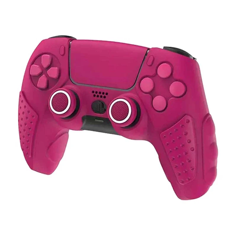 IINE Silicone Case With 2 Thumb Grip Caps For PS5 Controller (Red, Black & White, Pink, Blue, Purple)