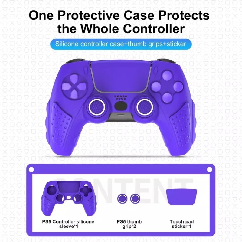 IINE Silicone Case With 2 Thumb Grip Caps For PS5 Controller (Red, Black & White, Pink, Blue, Purple)