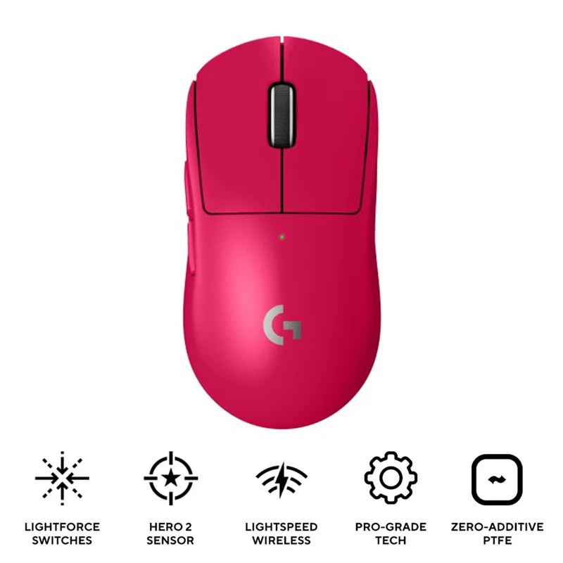 Logitech G Pro X Superlight 2 Lightspeed Wireless Gaming Mouse (Black, White, Magenta)