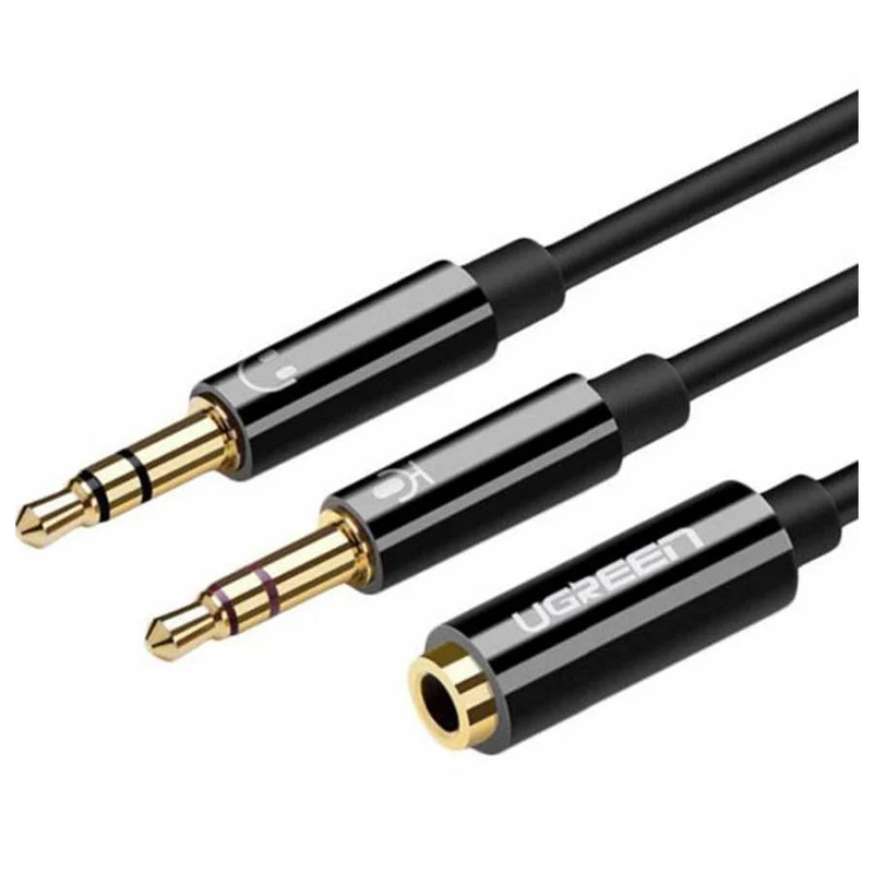 UGreen Dual 3.5mm Male To 3.5mm - 20CM (Black) (AV140/20898)